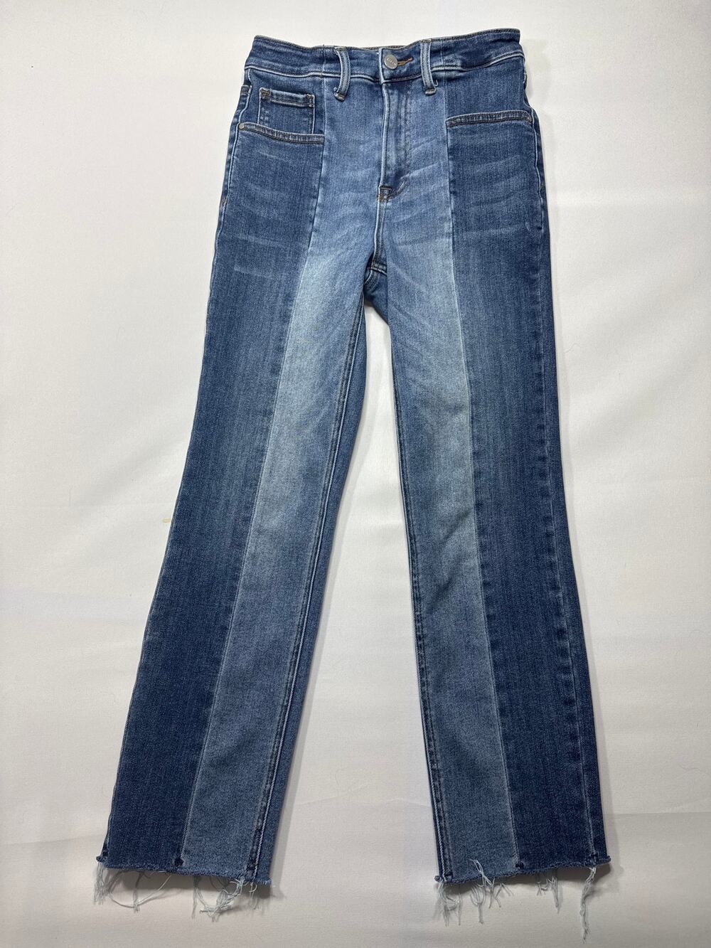 Risen Jeans Women's 2-Tone Straight Leg Stretch Blue Jeans - Size 5/27 (26x27)